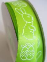 Satinband Ostern in grün Ostermotiv Hase und Eier...