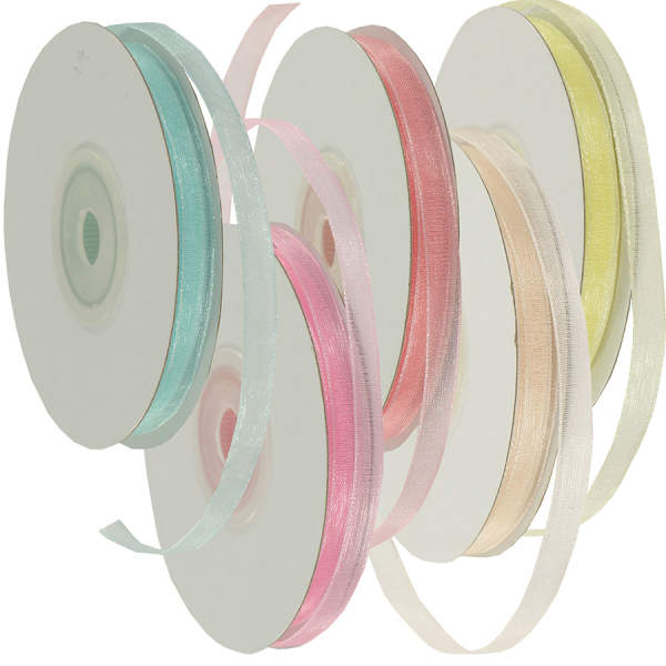 Chiffonband Set 5 Rollen 6mm x 25m Organzaband Dekoband
