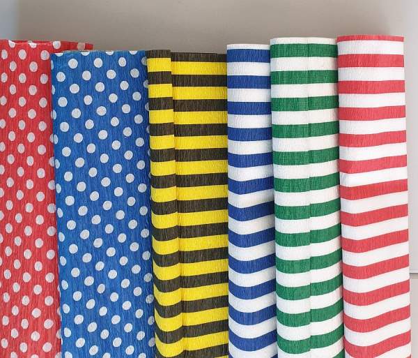 Krepppapier Motivkrepp Sortiment 6 Rollen je 50 cm x 2,5 m, Motivpapier