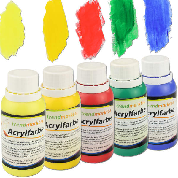 Acrylfarben Set mit 5 Flaschen je 150ml