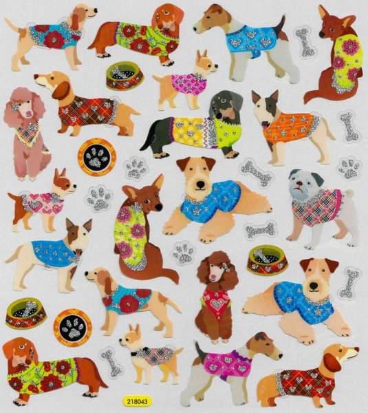 Sticker Hunde 1 Blatt 15x16,5 cm