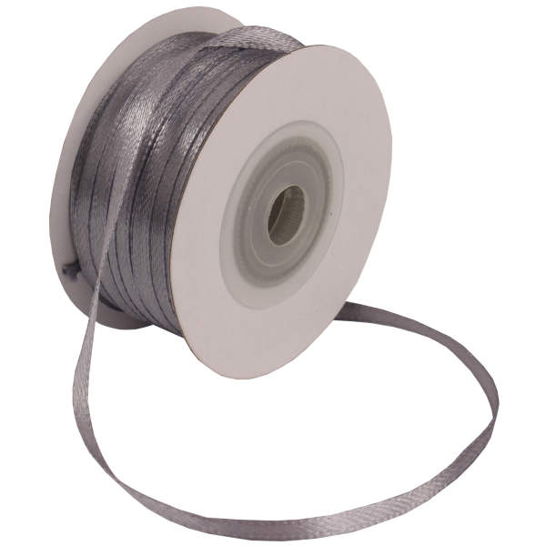 Doppelsatinband grau 1 Rolle 50m x 3mm Satin Band Dekoband