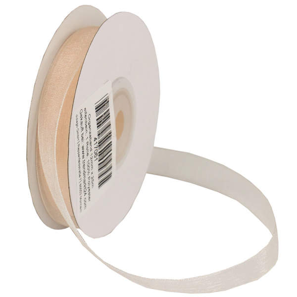 Chiffonband creme 1 Rolle 12mm x 25m Organzaband