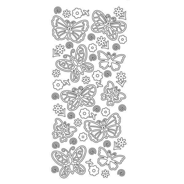 Konturensticker Schmetterlinge 1 Bogen silber