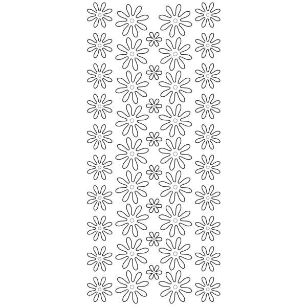 Konturensticker Blumen 1 Bogen silber