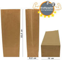 Papiertüten braun 1000 Stück, 12 x 9,5 x 32,5...