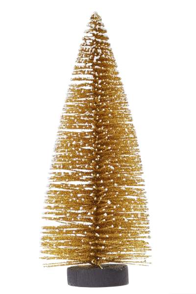 Mini Tanne gold weiß ca. 15 cm Weihnachtsbaum Dekobaum Christbaum