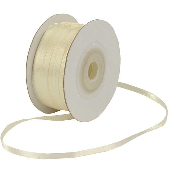 Doppelsatinband creme 1 Rolle 50m x 3mm Satin Band Dekoband
