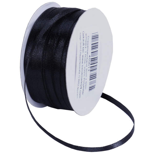 Doppelsatinband schwarz 1 Rolle 50m x 3mm Satin Band Dekoband