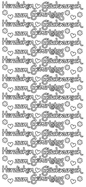 Konturensticker Herzlichen Glückwunsch zum Geburtstag silber 1 Bogen