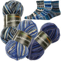 Wolle Set Mix blau 4fädig Sockenwolle je 100g ( 300g...