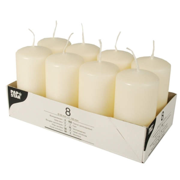Stumpenkerzen creme 6er Set, 60x115mm