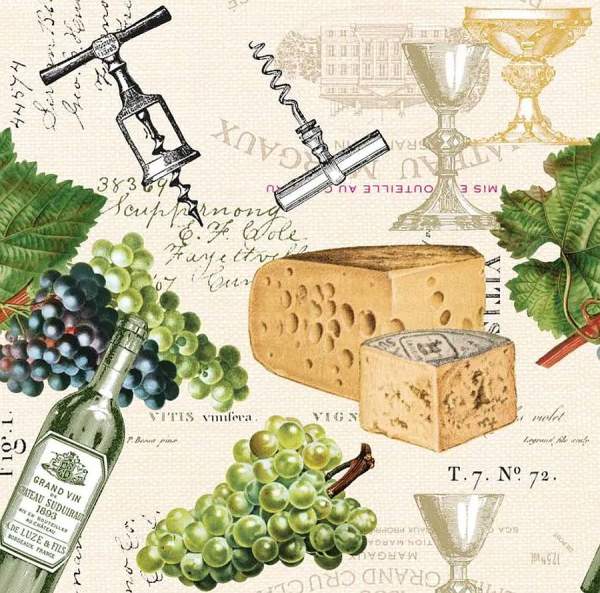 Papierservietten Motivservietten Weinrebe 3-lagig, 33x33 cm 20 Stück