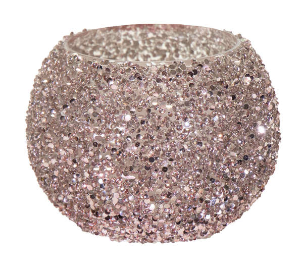 Kugel Blumenvase glitzer pink Ø 11 x 8,5 cm Pflanzen Deko Teelichtglas