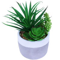 Sukkulente 3er Set groß im Beton Blumentopf Ø 10 x 19 cm Kunstblumen