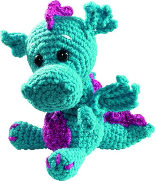 Mini Häkel-Set Drache 11-13cm Strickset Handarbeitsset Bastelset Häkelset