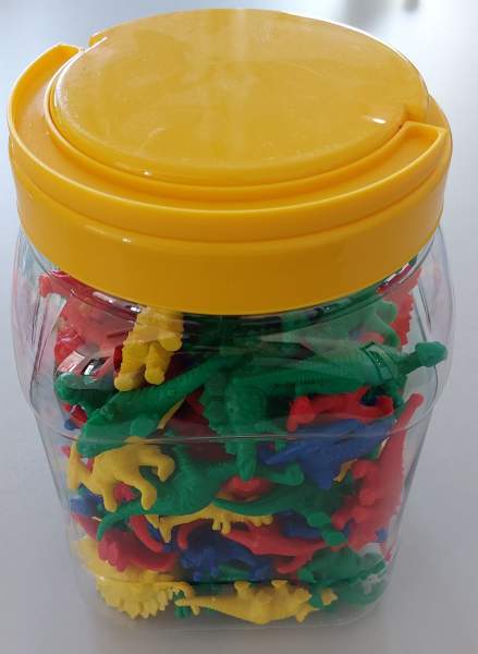 Dinos in Box Set mit 128 Stück in bunten Farben