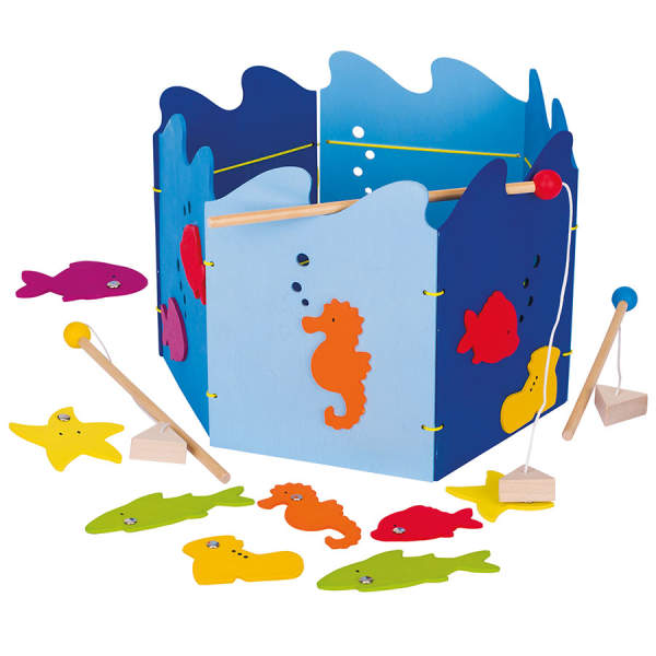 Angelspiel mit Fischen und Teich für 2-3 Spieler