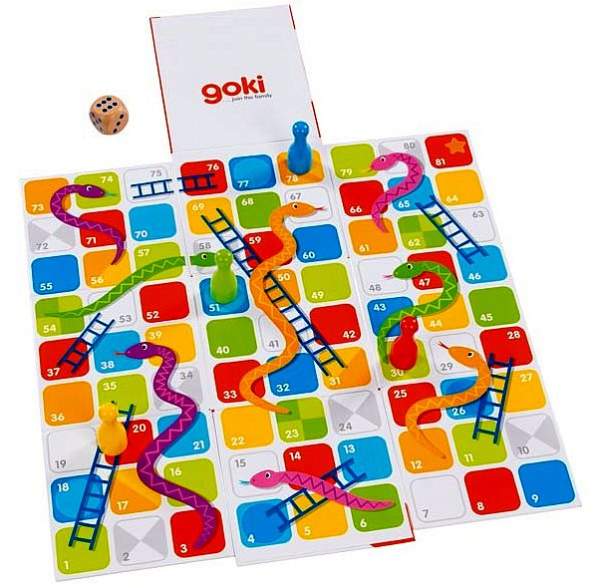 Würfelspiel Schlangen und Leitern mit Spielbrett 45x45cm