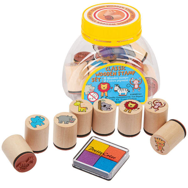 Stempel Wilde Tiere Set mit 8 Stempeln und Stempelkissen