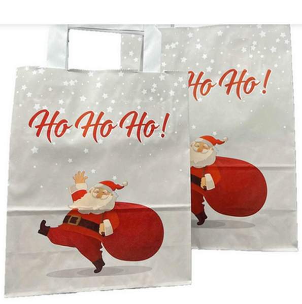 Papiertragetasche Sterne - ho ho ho rot Weihnachten 6er Pack
