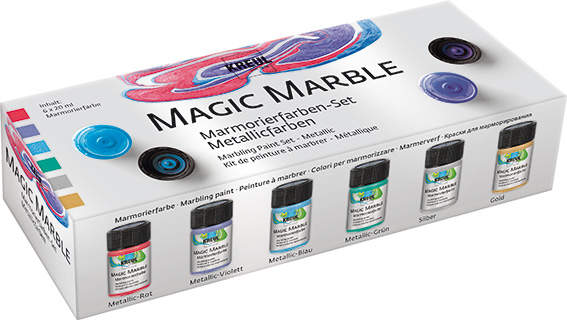 Marmorierfarben Magic Marble Metallicfarben Set mit 6 Farben, je 20 ml Ostereierfarbe
