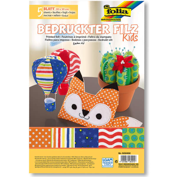Bedruckter Filz Kids, 5 Blatt, 20 x 30 cm