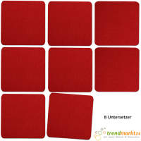 trendmarkt24 Filzuntersetzer rot Glasuntersetzer Set eckig 8 Stück 10x10x0,5 cm