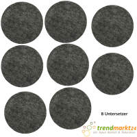 trendmarkt24 Filzuntersetzer dunkelgrau Glasuntersetzer Set rund 8 Stück Ø 10 x 0,5 cm