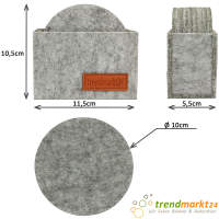 trendmarkt24 Filzuntersetzer hellgrau Glasuntersetzer Set rund 8 Stück Ø 10 x 0,5 cm