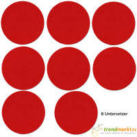 trendmarkt24 Filzuntersetzer rot Glasuntersetzer Set rund 8 Stück Ø 10 x 0,5 cm