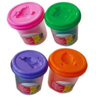 Weichknete 4er Pack orange, violett, pink, grün, je 140g Becher Spielknete