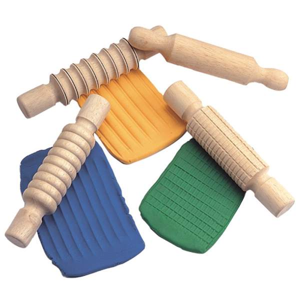 Struktur Roller 4 Stück, aus Holz für Knete, Knetroller mit Muster