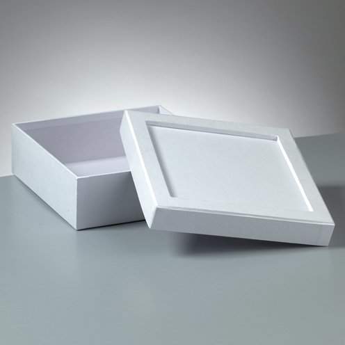 Pappbox Mosaix quadratisch weiß, 17 x 17 x 6 cm Passepartout