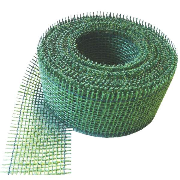 Juteband grün, Gitterband Rupfenband 1 Rolle mit 10 m, 5 cm breit