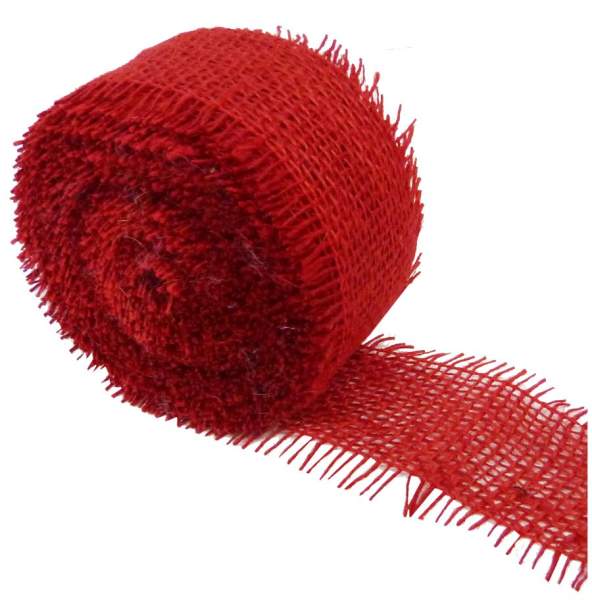 Juteband hochrot Gitterband Rupfenband Rolle 10 m lang, 5 cm breit