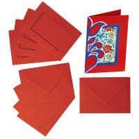 Passepartoutkarten rot rechteckig, 5er Pack, 10,5 x 15 cm, 220 g m²