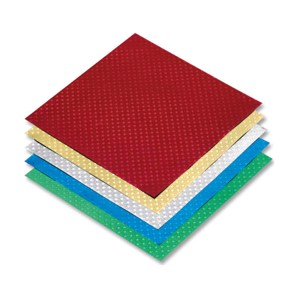 Alu Faltblätter mit Sternenprägung, farbig, 10 x 10 cm, 50 Blatt
