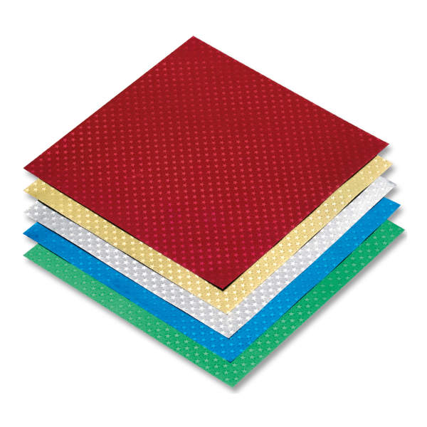 Alu Faltblätter mit Sternenprägung, farbig,15 x 15 cm, 50 Blatt