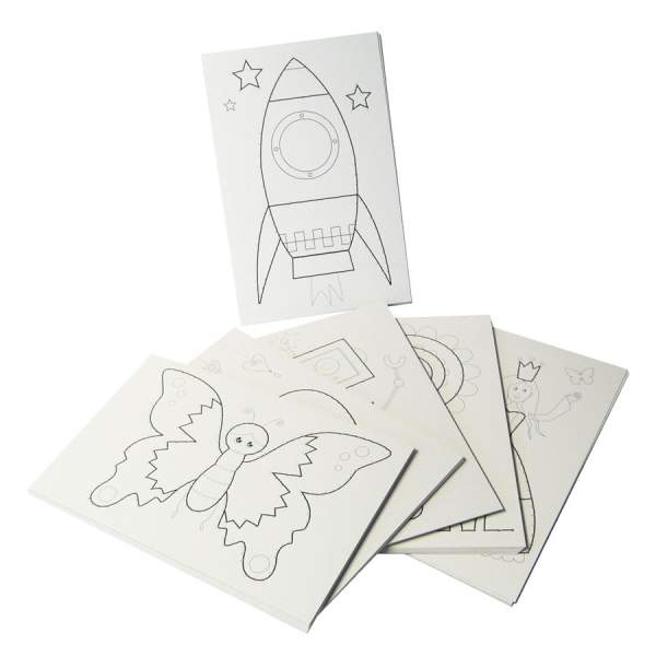 Ausnähkarten weiß 48 Stück ind 8 Motiven, 11 x 17 cm, 300 g m²