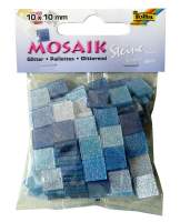 Mosaiksteine-Glitter blau, 1 x 1 cm, 190 Steine, 45g