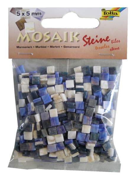 Mosaiksteine-Mix marmoriert blau, 0,5 x 0,5 cm, 700 Steine, 45g