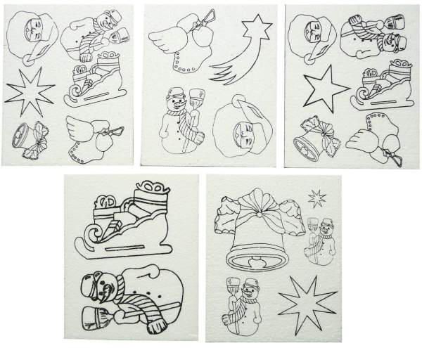 Styroporplatten Set mit 5 verschiedenen Weihnachtsmotiven DIN A5