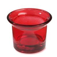 Teelichtglas rot, ca. 6 x 4,5 cm