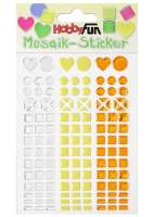 Mosaik-Sticker transparent, Herz, transp-vanille-orange