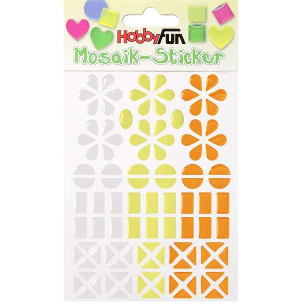Mosaik Sticker transparent Blume, transp.-vanille-orange