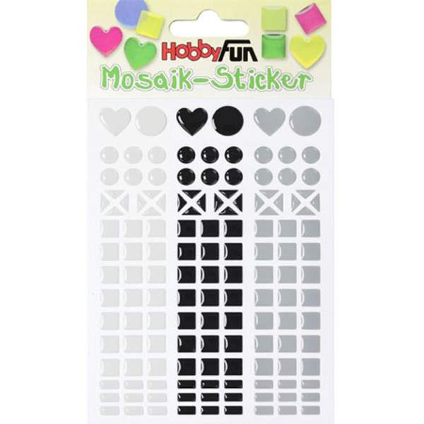 Mosaik Sticker Herzweiß-schwarz-grau