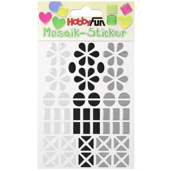Mosaik Sticker Blume weiß-schwarz-grau