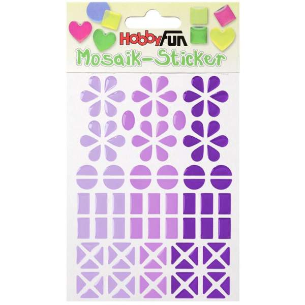 Mosaik Sticker transparent Blume, lavendel-pflaume-lila