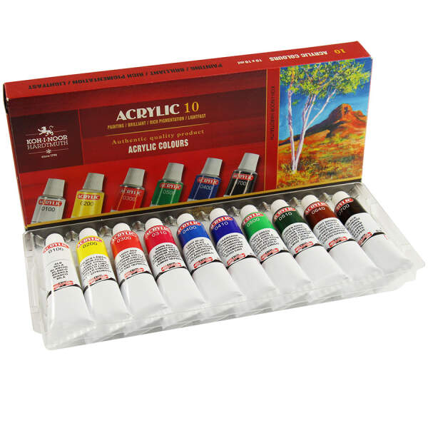 Acrylfarben Set 10 Farbtöne a 16 ml Malfarbe Künstlerfarbe